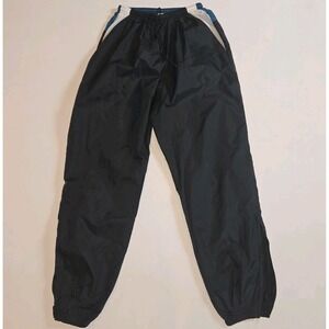 VTG Nike Track Pants Mens Medium Black Green White Zip Ankle Mesh Lined Y2K Wind